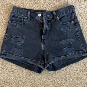 American eagle black ripped mom shorts